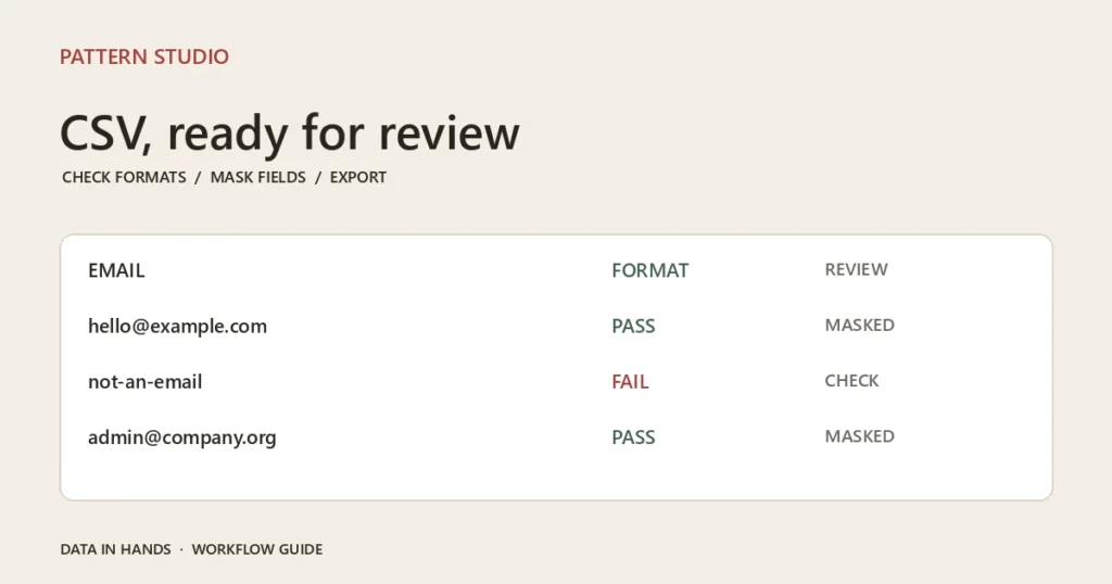 회원 CSV 정리, 어디서부터 할까? 형식 검사부터 마스킹까지 2 Pattern Studio member CSV format checks and masked review